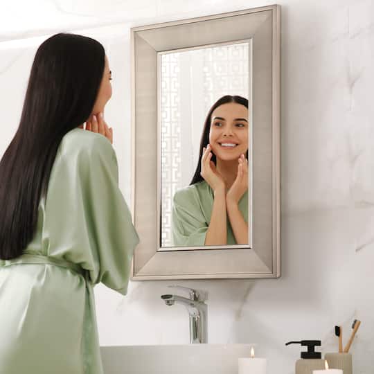 Head West Pave Brushed Nickel Stylish Bathroom & Wall Mirror